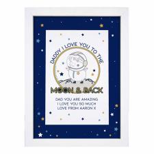 Personalised Peppa Pig Daddy Moon & Back A4 Framed Print